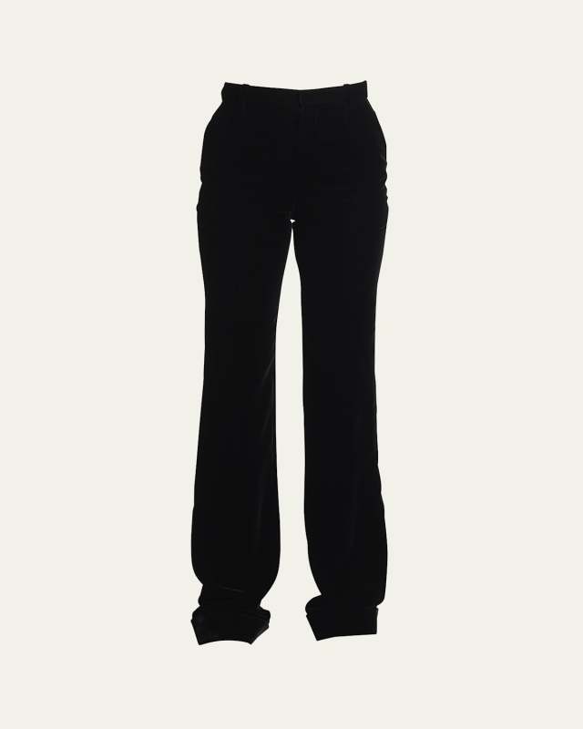 Velvet Boot-Cut Trousers
